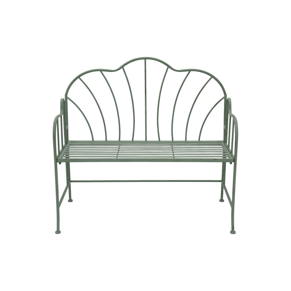 Lifestyle Living Curva Sage Green Garden Bench | Scalloped Backrest