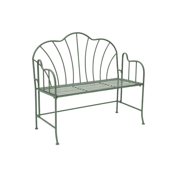 Lifestyle Living Curva Sage Green Garden Bench | Scalloped Backrest