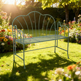 Lifestyle Living Curva Sage Green Garden Bench | Scalloped Backrest