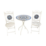 Lifestyle Living Azure Mosaic Bistro Table and Chairs Set | 3 Piece, Blue