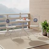 Lifestyle Living Azure Mosaic Bistro Table and Chairs Set | 3 Piece, Blue