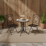 Lifestyle Living Celeste Mosaic Bistro Table Set | Brown Pattern, 3 Pieces