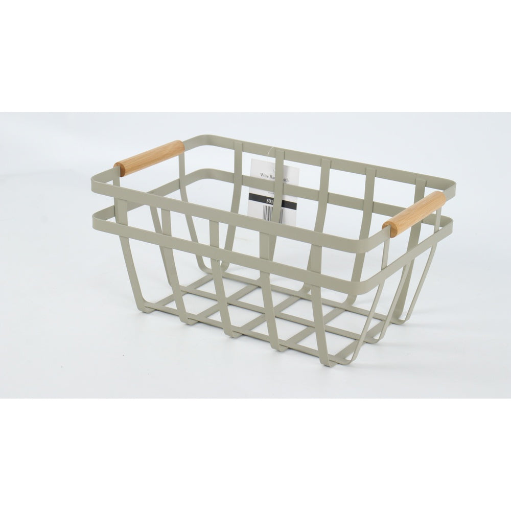 Metal Basket with Bamboo Handle - 25cm