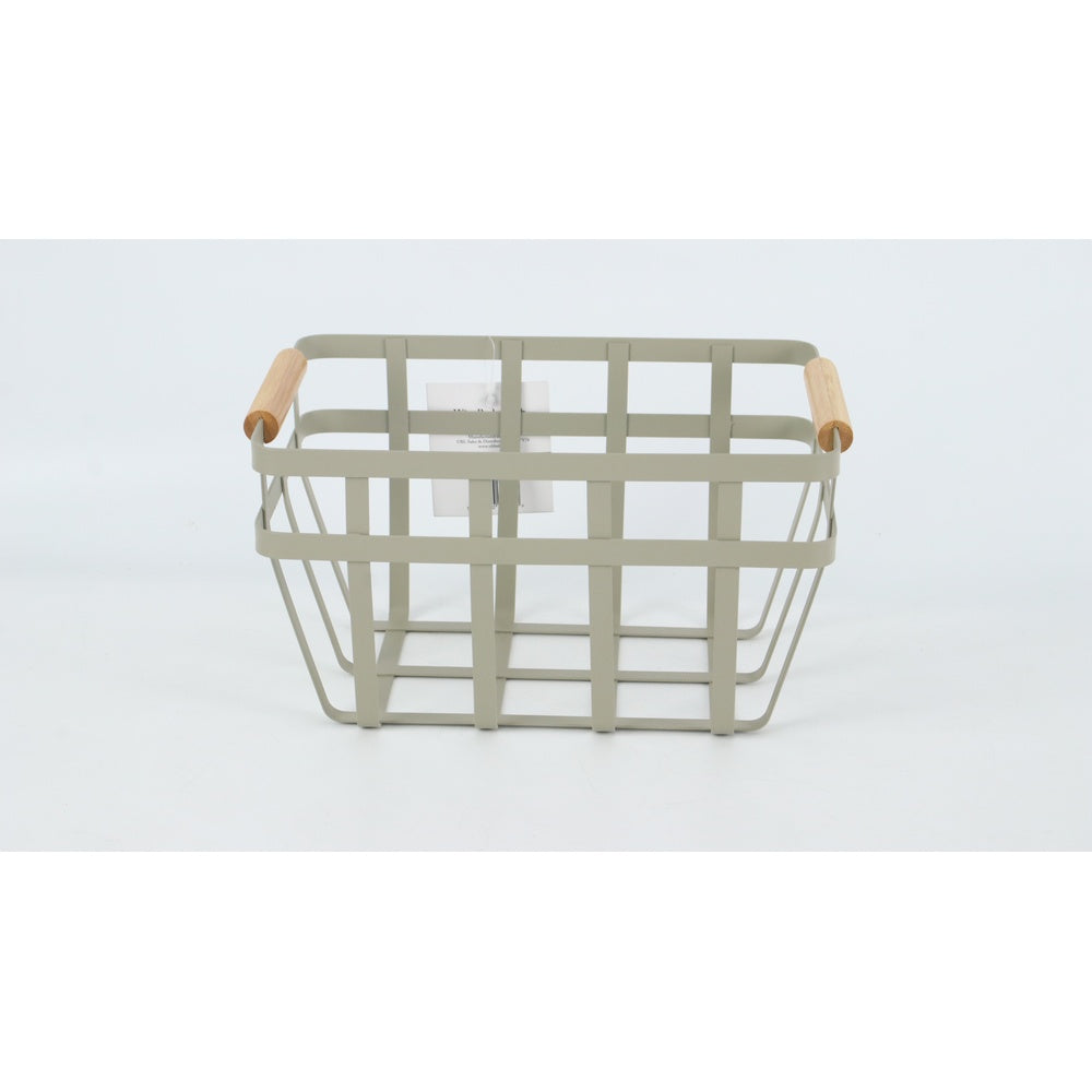 Metal Basket with Bamboo Handle - 25cm