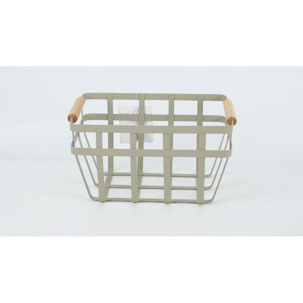 Metal Basket with Bamboo Handle - 25cm