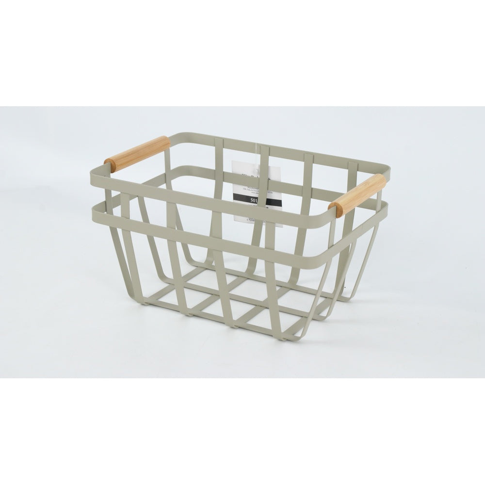Metal Basket with Bamboo Handle - 25cm