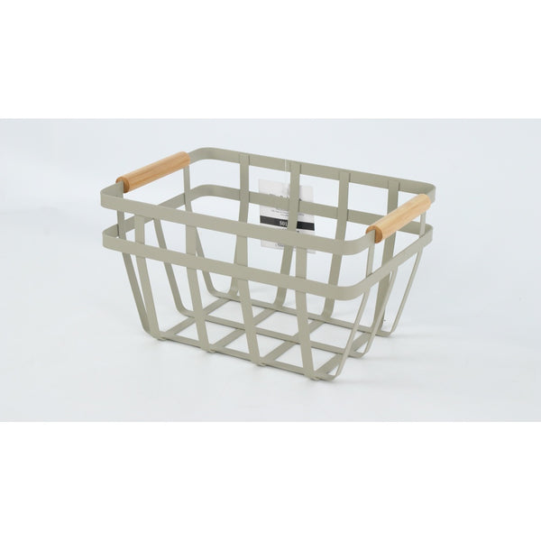 Metal Basket with Bamboo Handle - 25cm