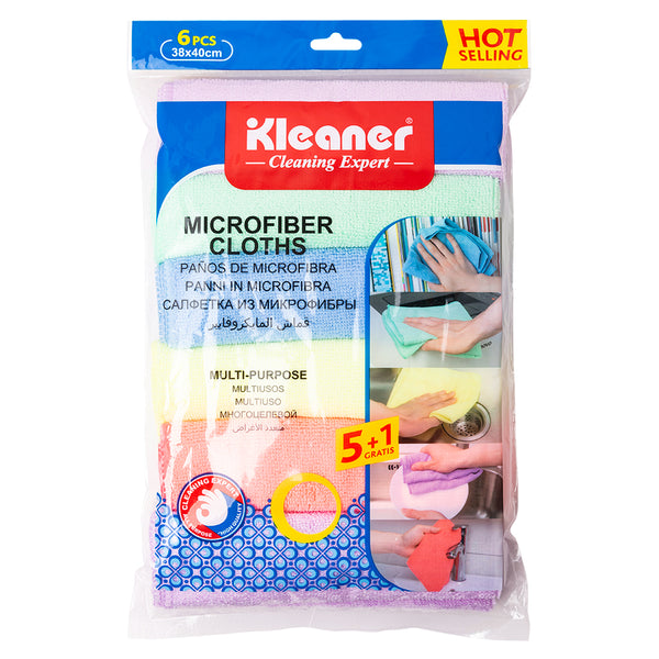 Kleaner Multi-Purpose Microfiber Cleaning Cloths | Pack of 6, 38 x 40cm