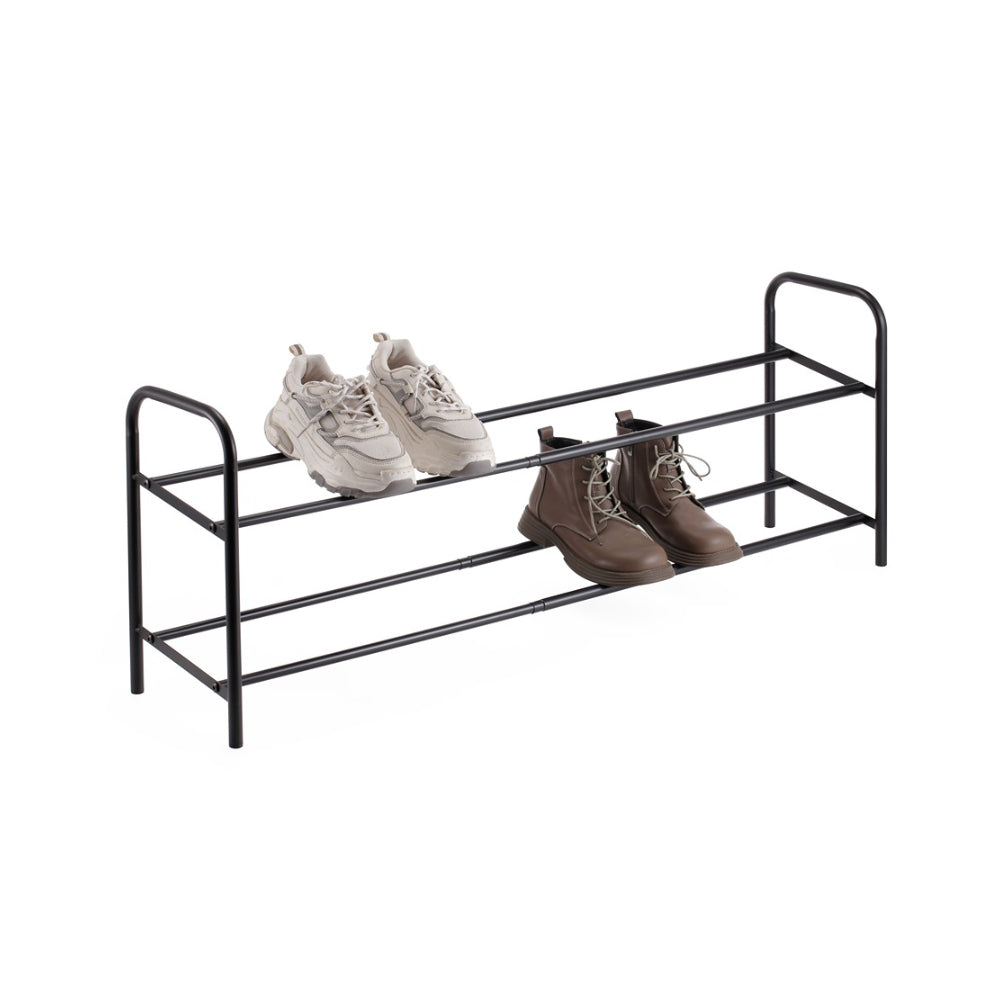 StoreUp 2 Tier Extendable Shoe Storage Rack | Black, Space-Saving
