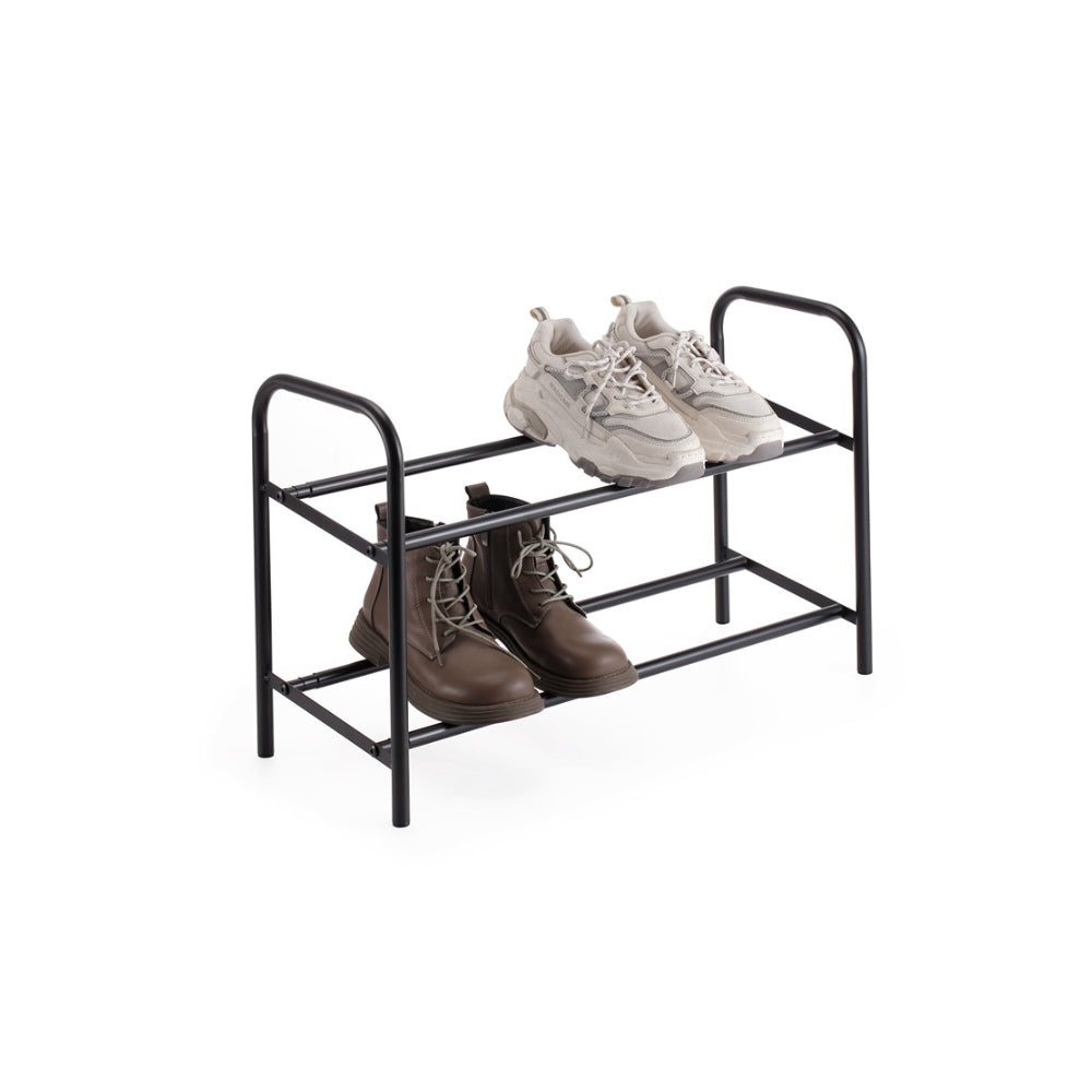 StoreUp 2 Tier Extendable Shoe Storage Rack | Black, Space-Saving