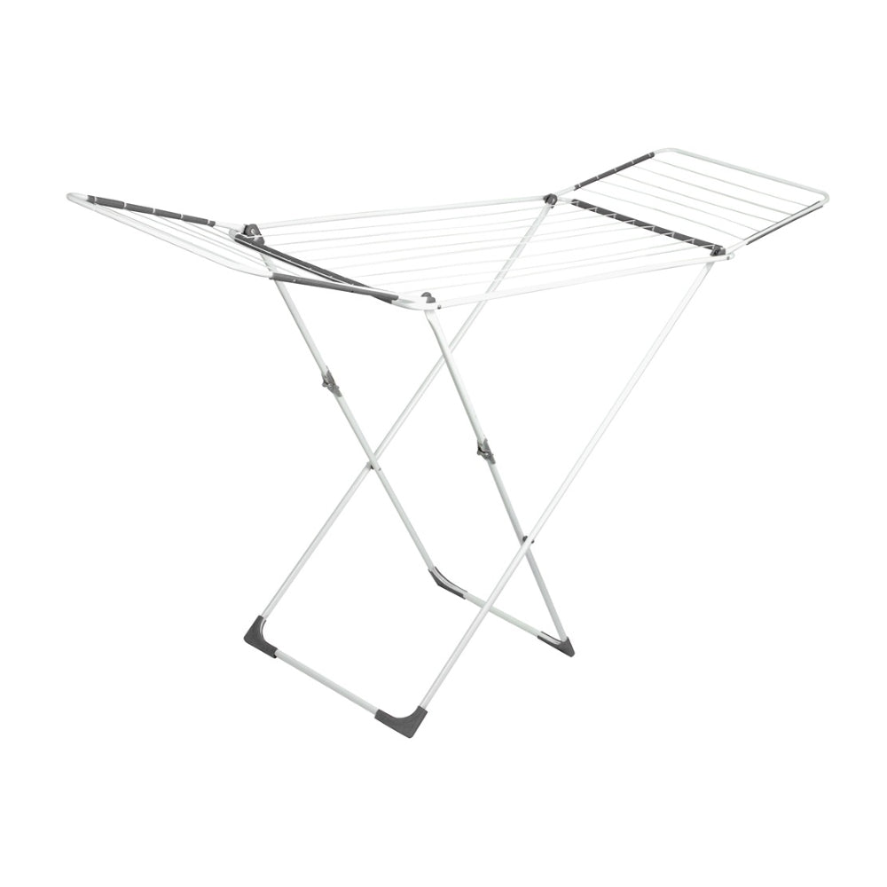 Airdra Winged Metal Clothes Airer - 20m Drying Space White/Grey