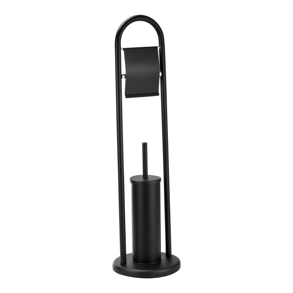Lenza Toilet Roll and Brush Holder - Black Freestanding Organiser