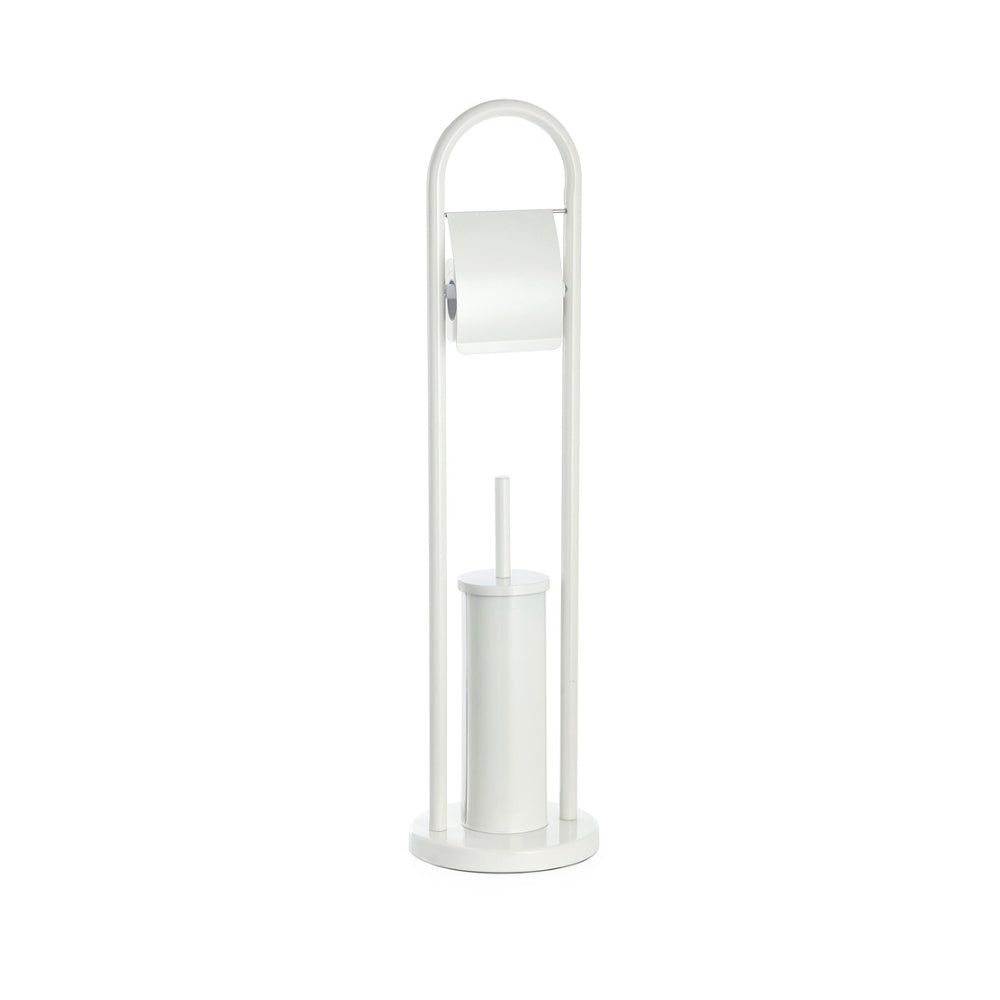 Lenza Toilet Roll and Brush Holder Stand - Freestanding White