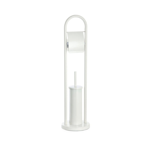Lenza Toilet Roll and Brush Holder Stand | Freestanding, White