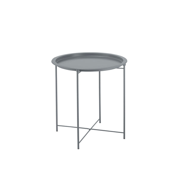 StoreUp Foldable Metal Side Table - Grey Round Tray Top