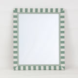 Sage Green and White Striped Tile Frame Wall Mirror | 40 x 50cm