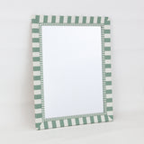Sage Green and White Striped Tile Frame Wall Mirror | 40 x 50cm
