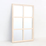 Cream Windowpane Wall Mirror | Distressed Frame, Large, 65 x 96cm