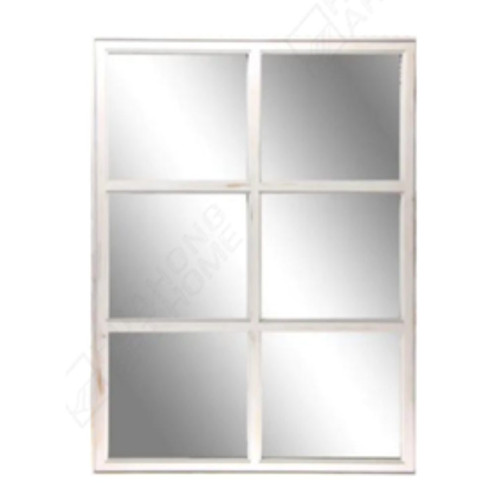 Black Six-Pane Window-Style Decorative Wall Mirror | 65 x 96cm