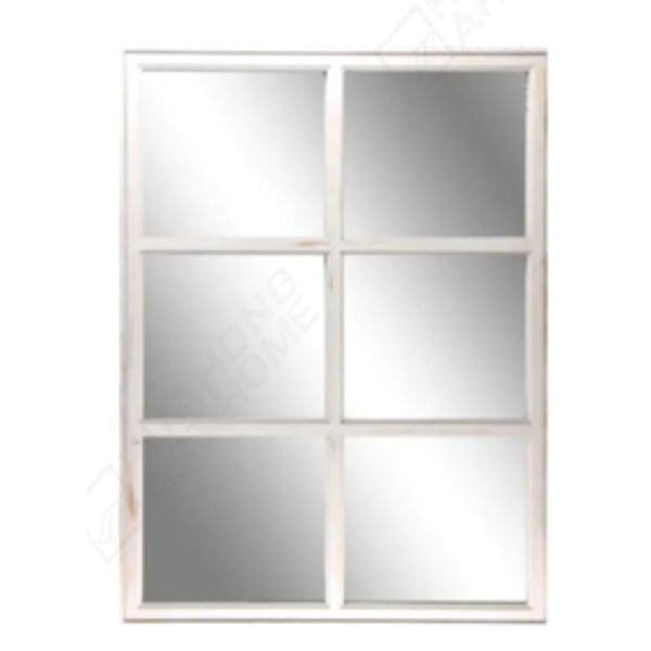 Black Six-Pane Window-Style Decorative Wall Mirror | 65 x 96cm