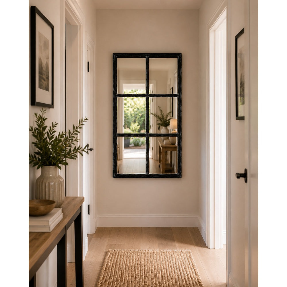 The Stylish Choice Black Six-Pane Mirror Outdoor/Indoor - H65x96cm