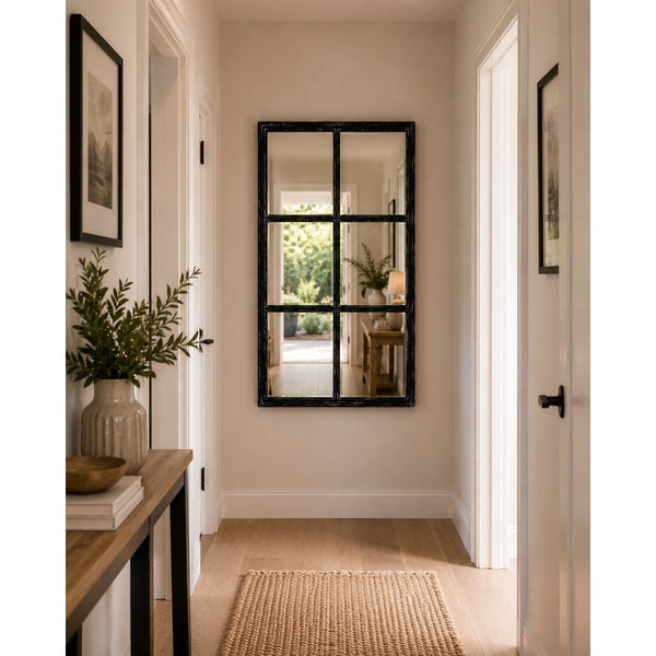 The Stylish Choice Black Six-Pane Mirror Outdoor/Indoor - H65x96cm