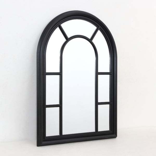 Black Arched Windowpane Wall Mirror | 103 x 74cm, Grid Frame