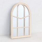 Arched Multi-Pane Window Wall Mirror | Distressed Cream, 36 x 51cm