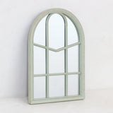 Arched Sage Green Window-Style Wall Mirror | Distressed, 36 x 51cm