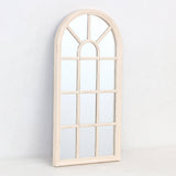 Distressed Cream Arched Window Wall Mirror | 35 x 70cm, Multi-Pane