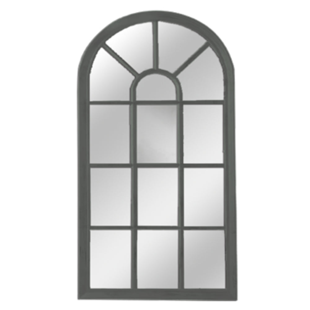 Black Arched Windowpane Wall Mirror | 35 x 70cm, Multi-Panel Frame