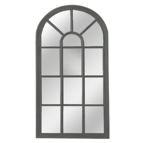 Black Arched Windowpane Wall Mirror | 35 x 70cm, Multi-Panel Frame