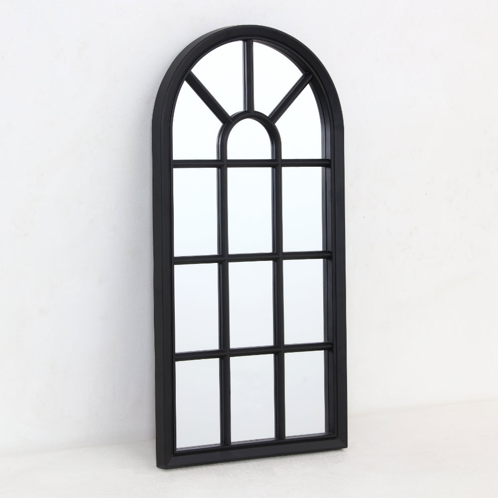Black Arched Windowpane Wall Mirror | 35 x 70cm, Multi-Panel Frame