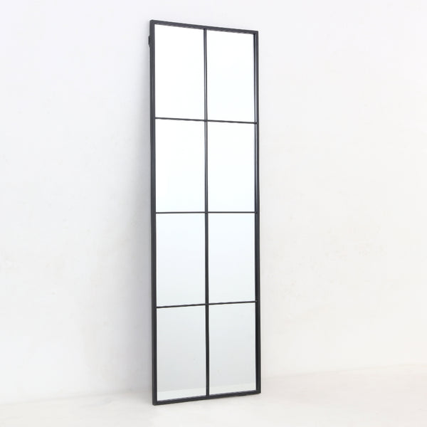 Black Metal Windowpane Wall Mirror | 40 x 120cm, Rectangular