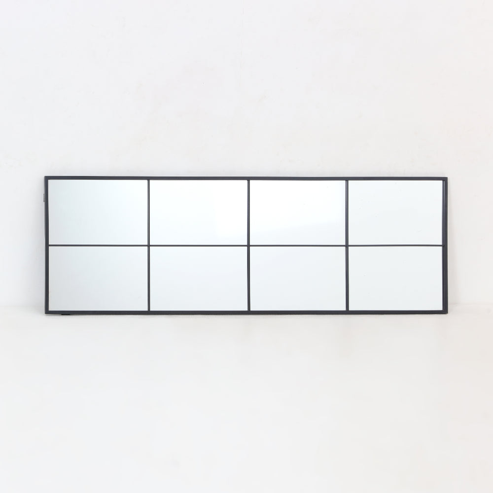 Black Metal Windowpane Wall Mirror | 40 x 120cm, Rectangular