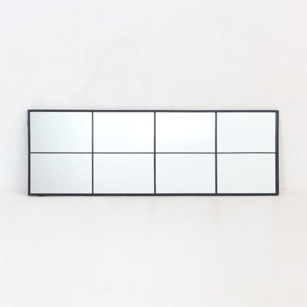 Black Metal Windowpane Wall Mirror | 40 x 120cm, Rectangular