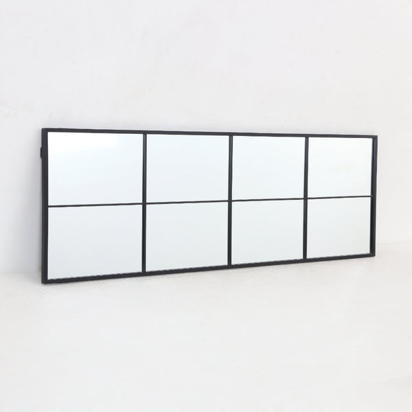 Black Metal Windowpane Wall Mirror | 40 x 120cm, Rectangular