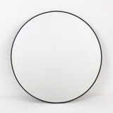 Modern Black Aluminium Framed Round Wall Mirror | 80cm, Slim Rim