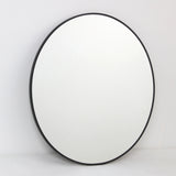Modern Black Aluminium Framed Round Wall Mirror | 80cm, Slim Rim