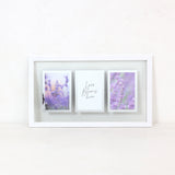 White Triple Photo Wall Frame with Botanical Art | 45 x 25cm