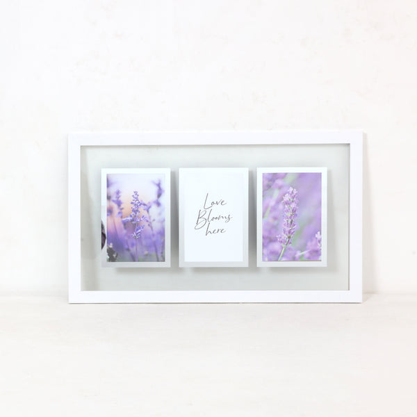 White Triple Photo Wall Frame with Botanical Art | 45 x 25cm