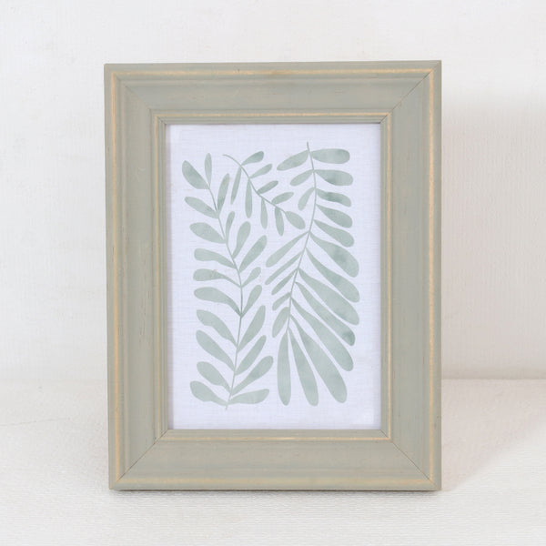 Sage Green Botanical Leaf Print Wooden Framed Wall Art | 5 x 7in