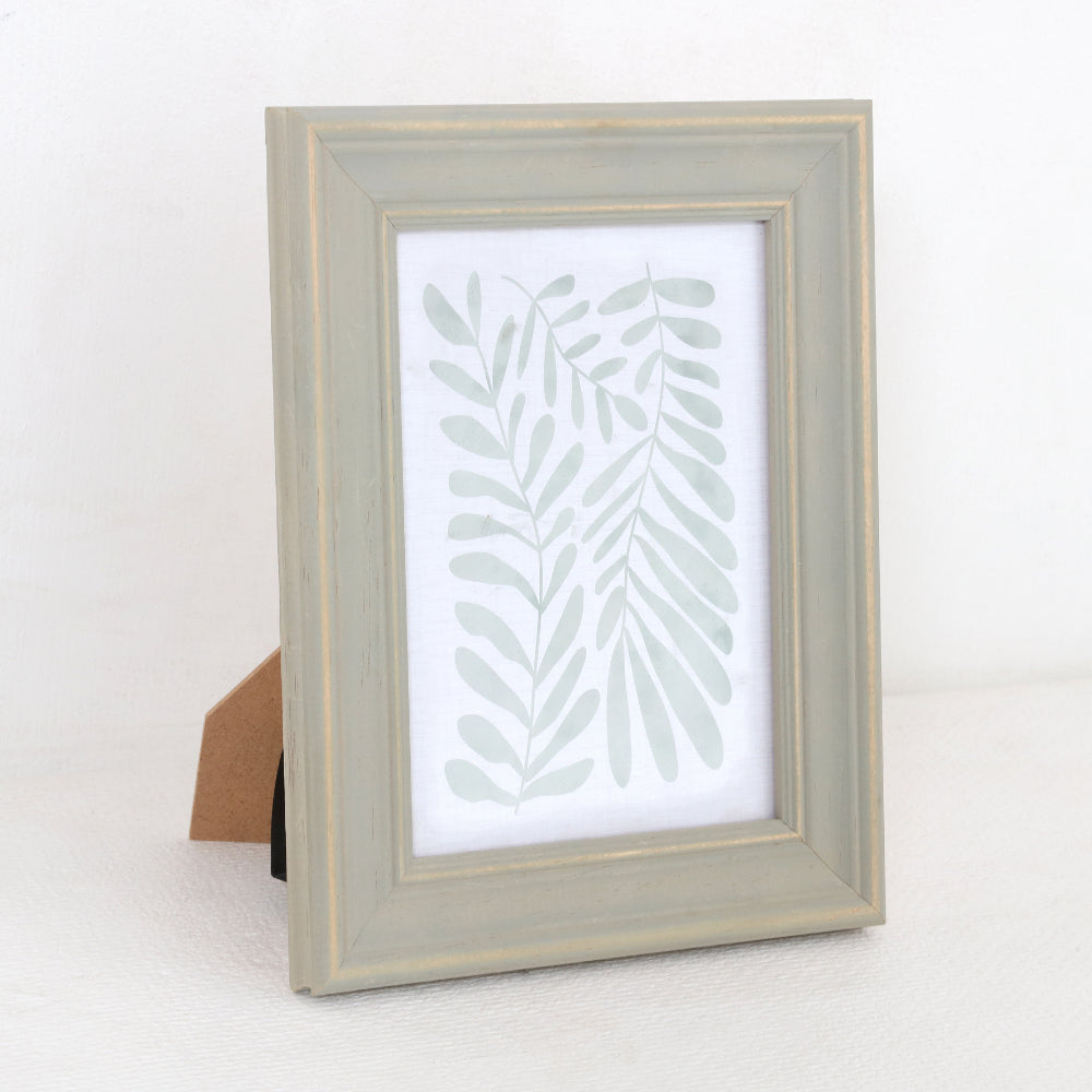 Sage Green Botanical Leaf Print Wooden Framed Wall Art | 5 x 7in