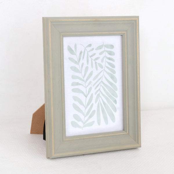 Sage Green Botanical Leaf Print Wooden Framed Wall Art | 5 x 7in