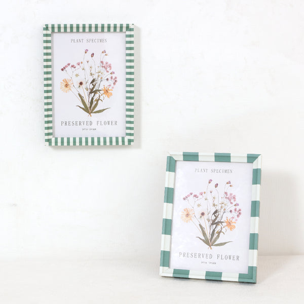 Green and White Striped Photo Frame Set | 5 x 7in, Pack of 2