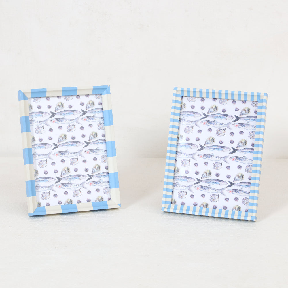 Blue Stripe Coastal Frame Set | 2 Pieces, 5 x 7in, Assorted Designs