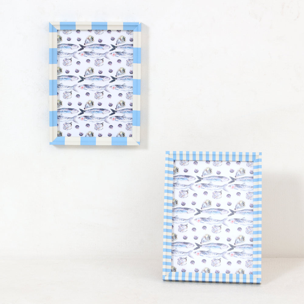 Blue Stripe Coastal Frame Set | 2 Pieces, 5 x 7in, Assorted Designs
