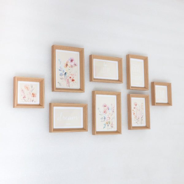 Natural Wood-Effect Photo Frame Gallery Set | 8 Pieces, Assorted Sizes