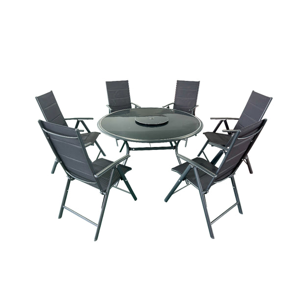 Riva 7 Piece Patio Furniture Set | 6 Seater, Outdoor, Anthracite