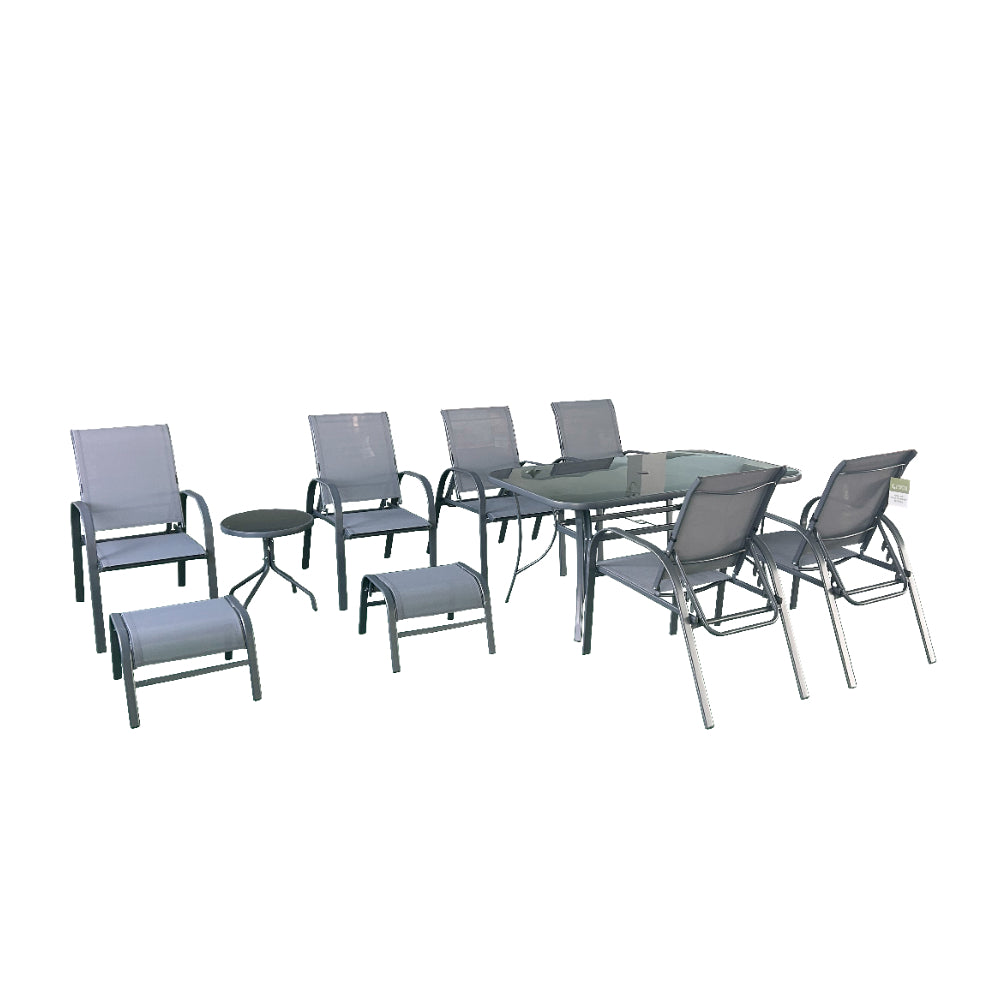 Atlas  6 Seater Garden Furniture Set | Grey Colour, 10 Piece